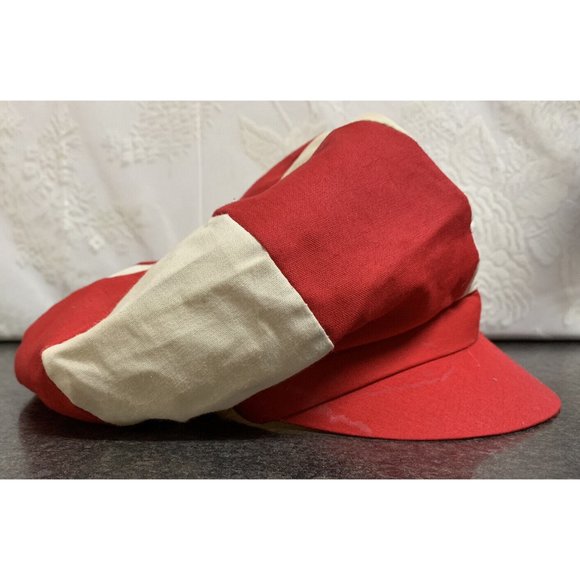 Vintage Six Flags Magic Mountain Red & White Pinwheel Cap Hat Souvenir Employee? - Picture 6 of 16